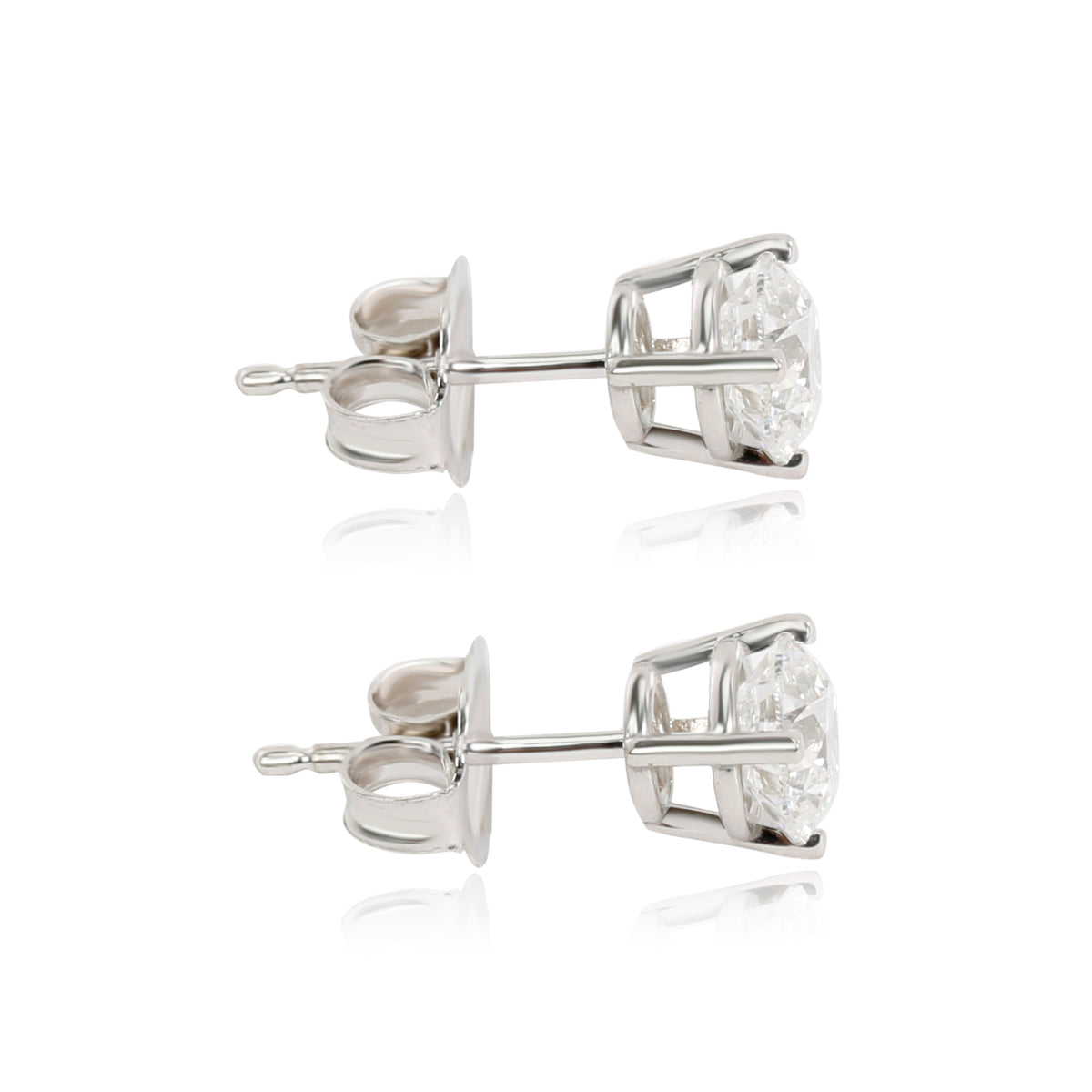 GIA Certified Diamond Stud Earring in 14K White Gold H-I SI1 1 CTW