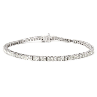 Princess Cut Diamond Tennis Bracelet in 14KT White Gold 4.17 ctw