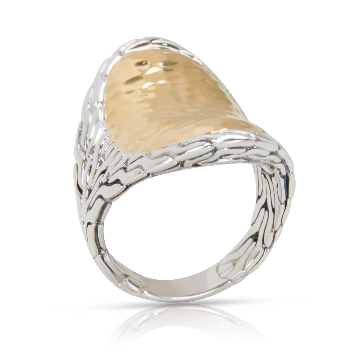 John Hardy Hammered Palu Saddle Ring in Sterling Silver & 22K Yellow Gold