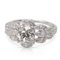 IGI Certified Old Euro Cut Diamond Engagement Ring  in Platinum (1.50 ctw)