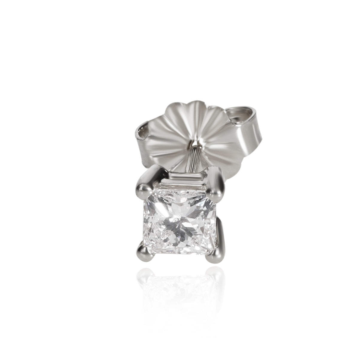 GIA Certified Princess cut Single Stud Diamond Earrings in 14K Gold D VVS2 0.50