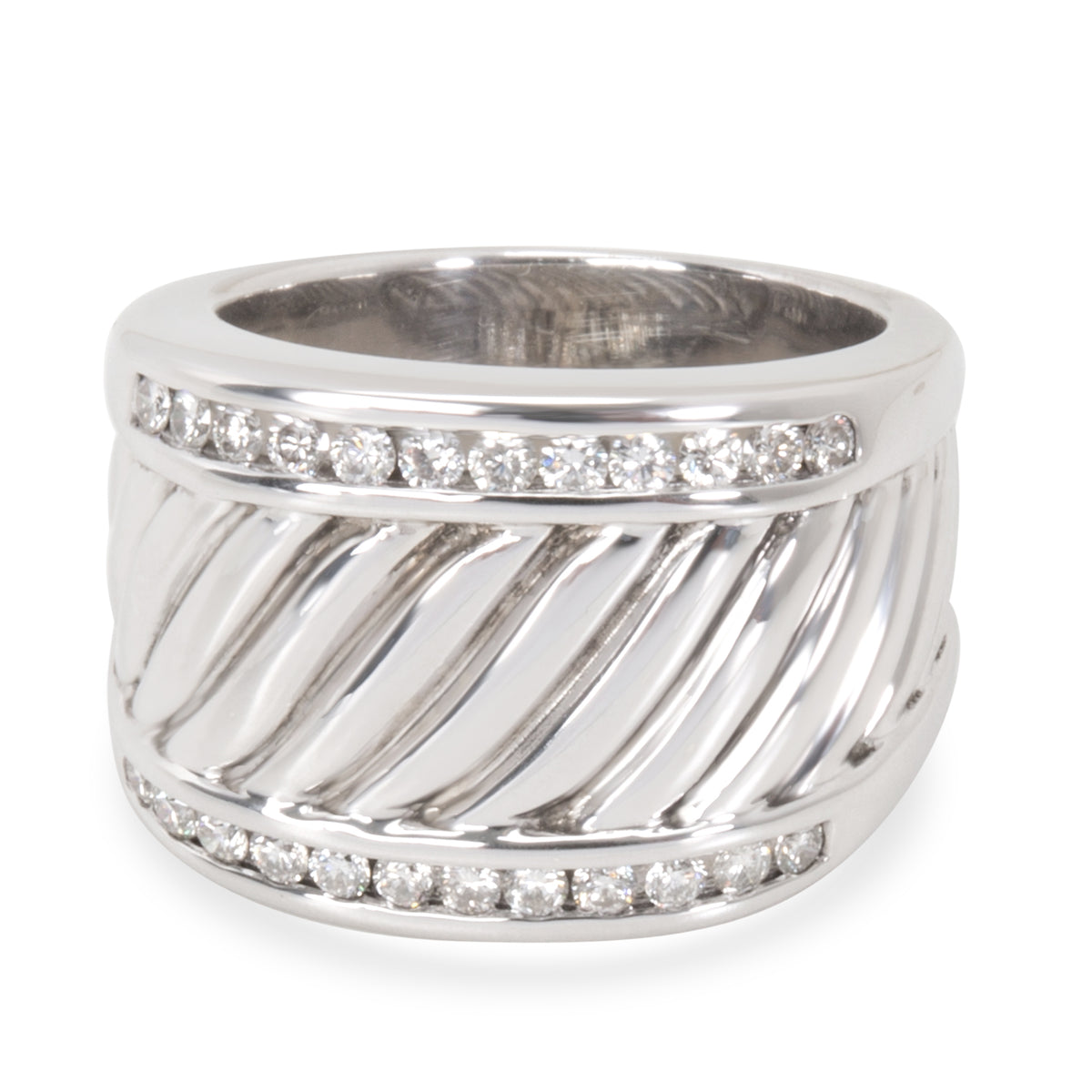 David Yurman Wide Cable Diamond Men's Band in  Sterling Silver (0.25 CTW)