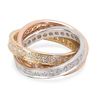 Cartier Diamond Trinity Ring in 18K Yellow, White & Rose Gold (Size 51)
