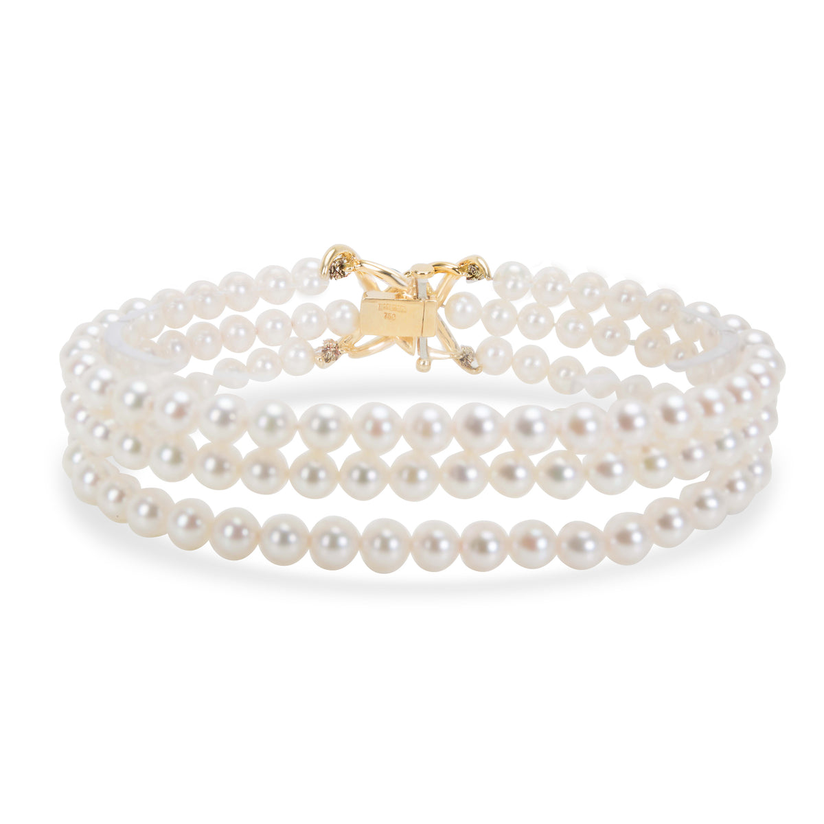 Tiffany & Co. Triple-Strand Pearl Bracelet with Diamond Clasp