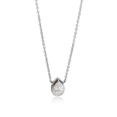 GIA Certified Pear Cut Diamond Necklace Bezel Set in 14K White Gold (0.50 ct)