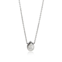 GIA Certified Pear Cut Diamond Necklace Bezel Set in 14K White Gold (0.50 ct)