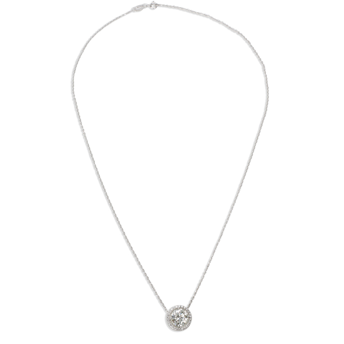 Diamond Halo Pendant Necklace in 14K White Gold (1.45 CTW)