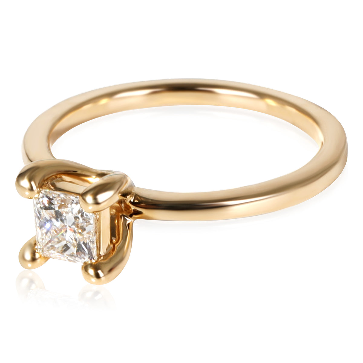 GIA Princess Cut Diamond Engagement Ring in 14K Yellow Gold 0.55 ctw G/SI1