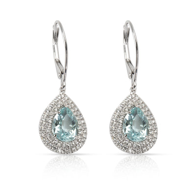 Tiffany & Co. Soleste Aquamarine Diamond Earrings in  Platinum 3.58 CTW