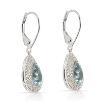 Tiffany & Co. Soleste Aquamarine Diamond Earrings in  Platinum 3.58 CTW