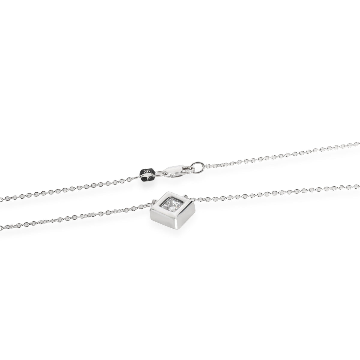 GIA Certified Princess Cut Diamond Pendant in 14K White Gold (0.31 ct D/VVS2)