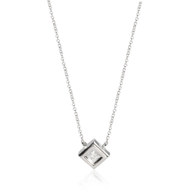 GIA Certified Princess Cut Diamond Pendant in 14K White Gold (0.31 ct D/VVS2)