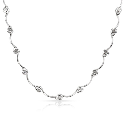 Bezel Set Diamond Necklace in 18K White Gold 0.45 CTW