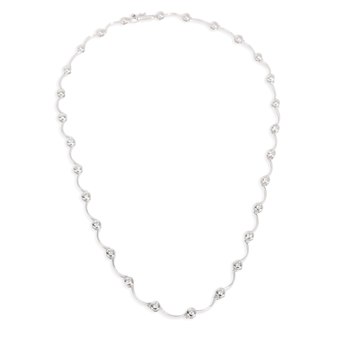 Bezel Set Diamond Necklace in 18K White Gold 0.45 CTW