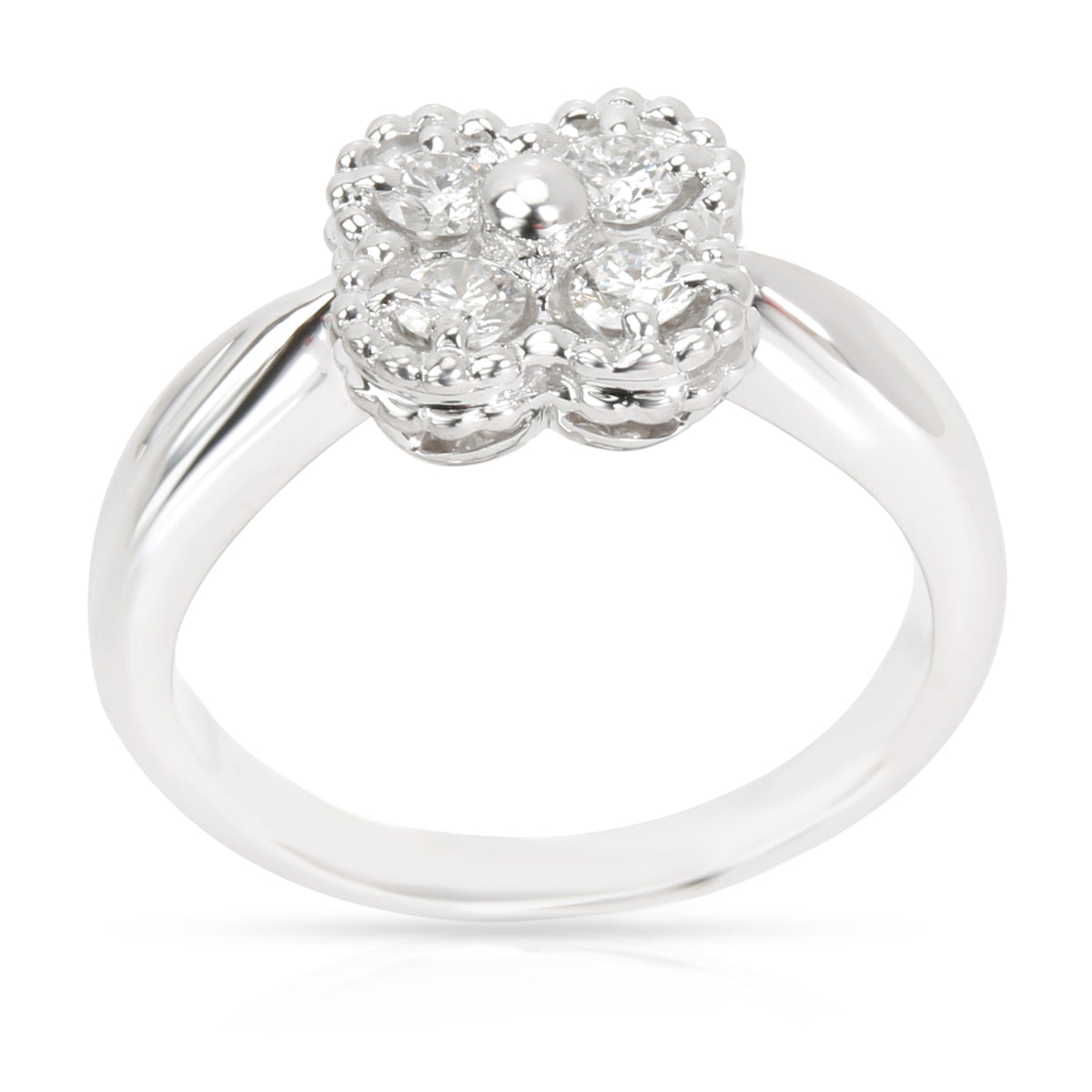 Van Cleef & Arpels Vintage Alhambra Diamond Ring in 18K White Gold (0.40 CTW)