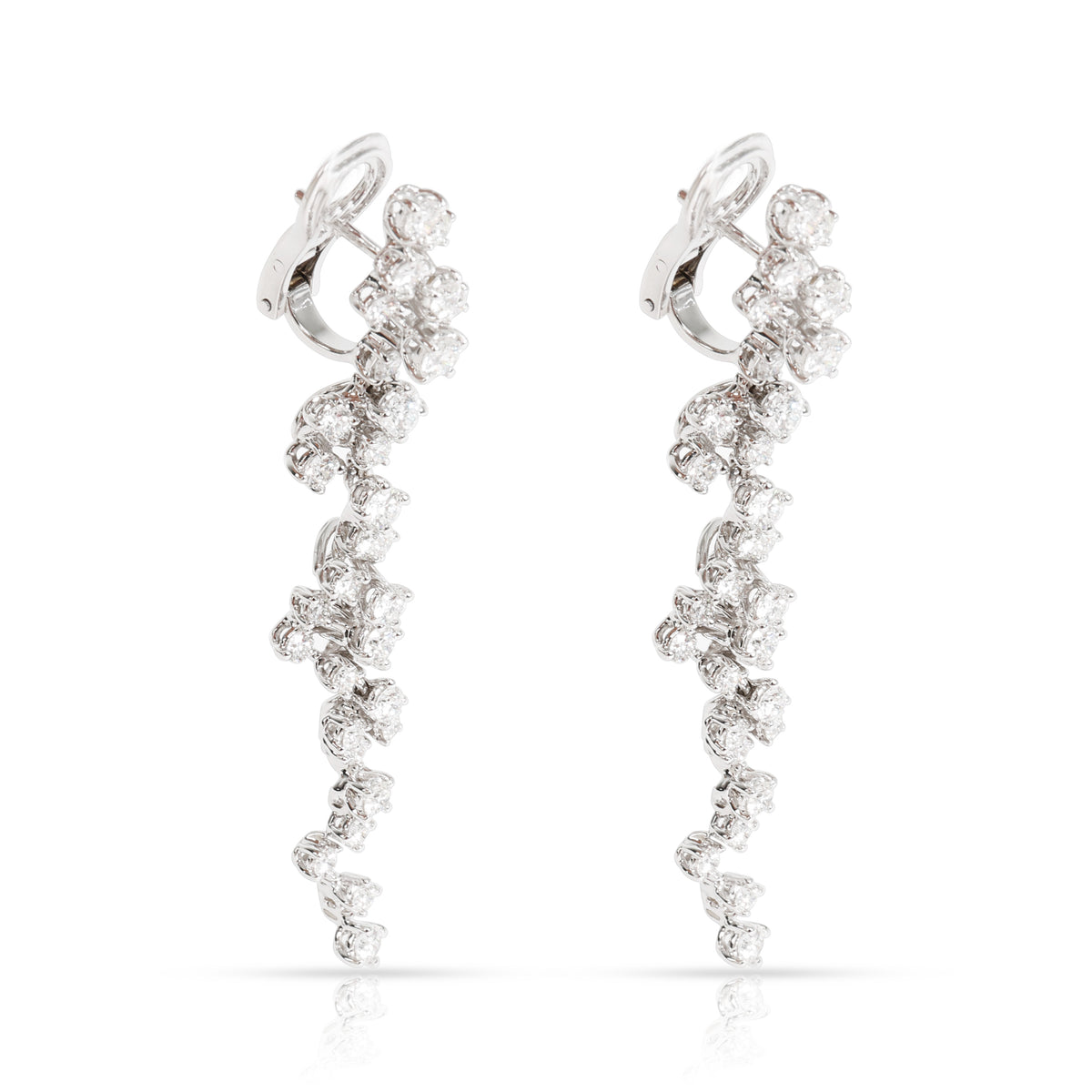 FRED Cascading Diamonds Dangle Earrings in 18K White Gold 4.13 CTW