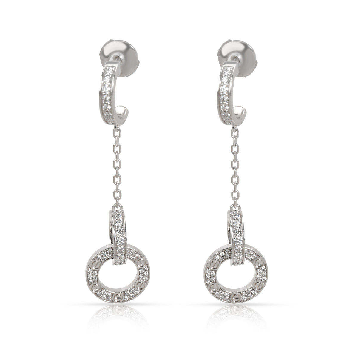 Cartier Love Dangle Diamond Earrings in 18K White Gold 1.02 CTW