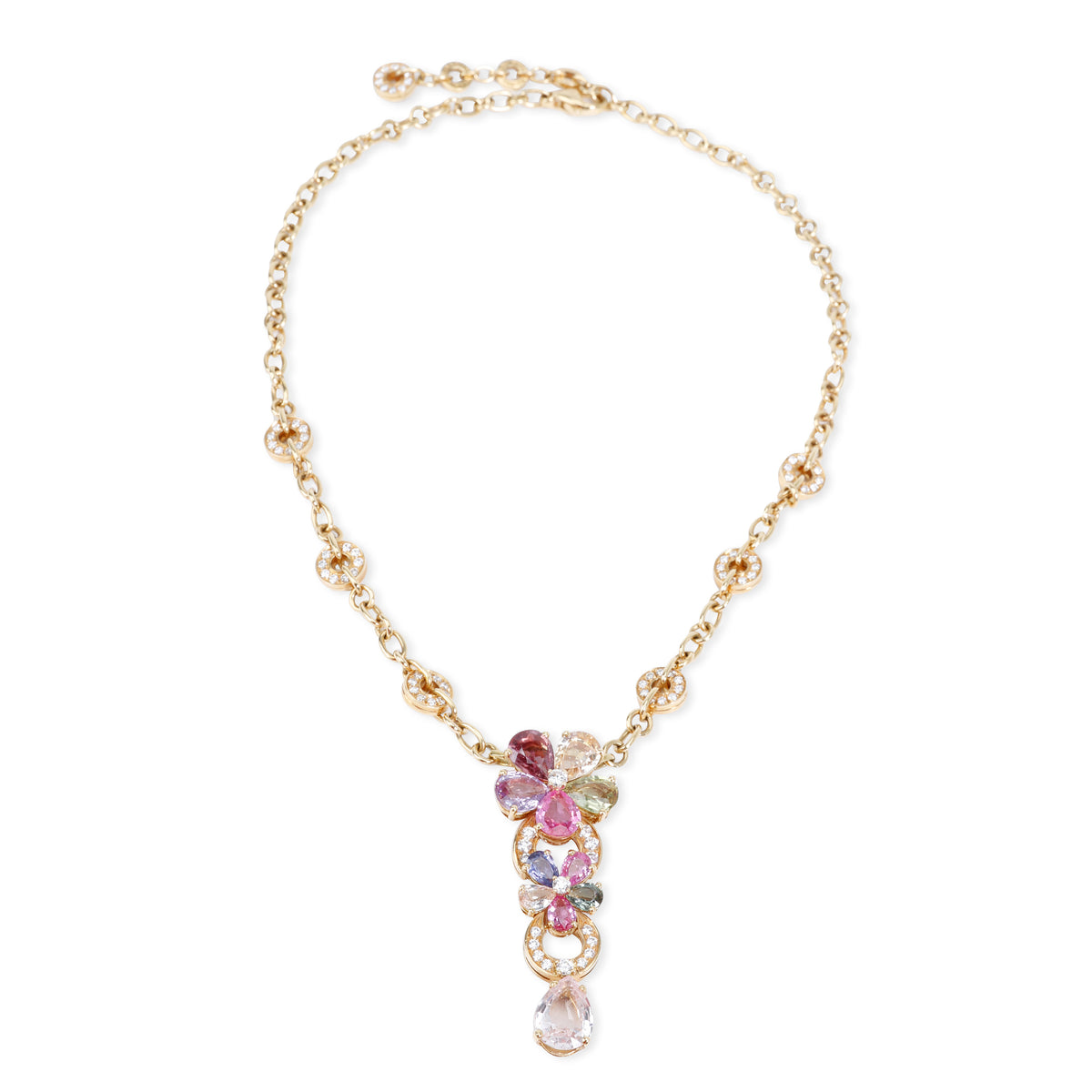 Bulgari Flora Sapphire & Diamond Necklace in 18KT Gold 2.24 CTW