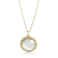 Ippolita Lolipop Prasiolite Diamond Necklace in 18K Gold/Platinum 0.33 ctw
