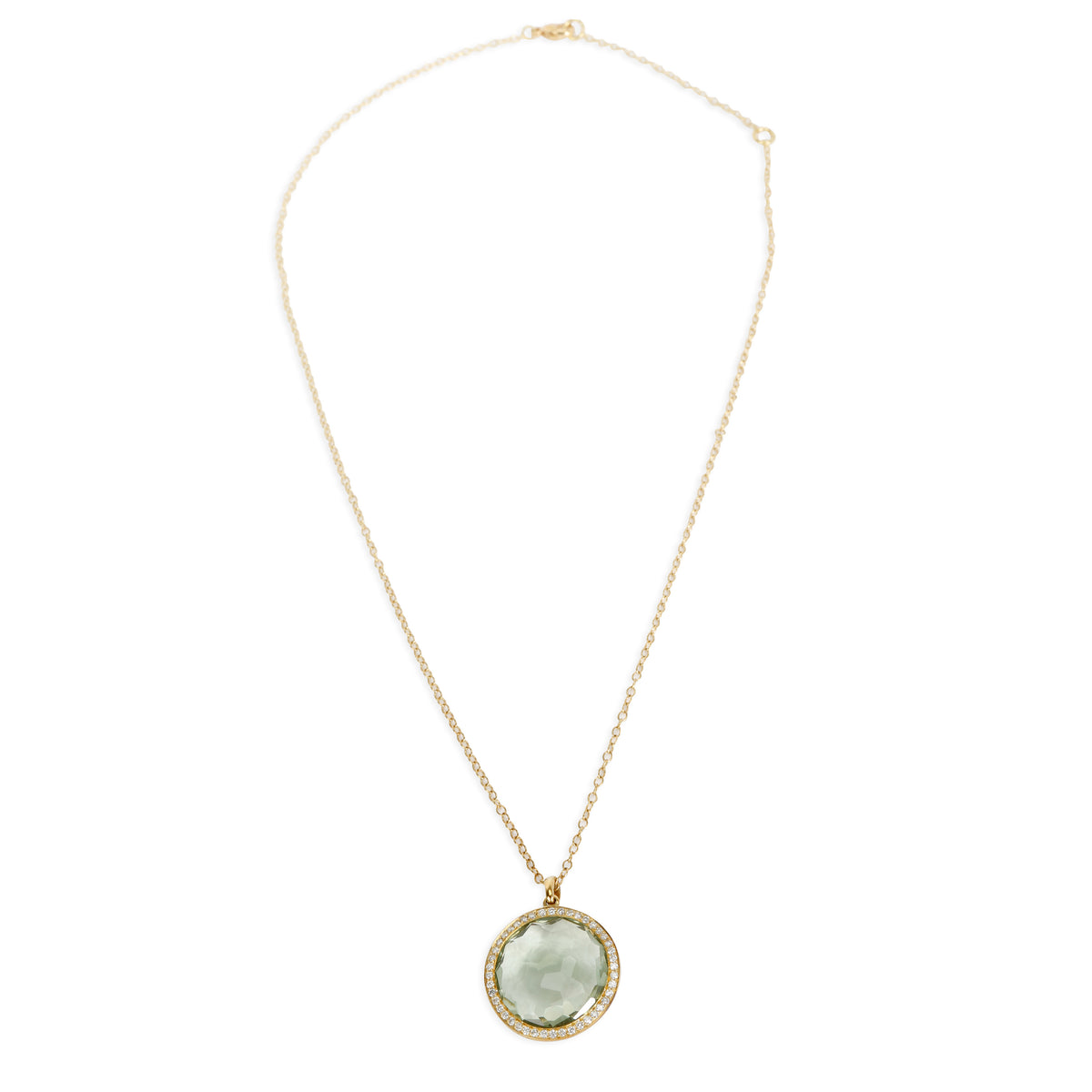 Ippolita Lolipop Prasiolite Diamond Necklace in 18K Gold/Platinum 0.33 ctw