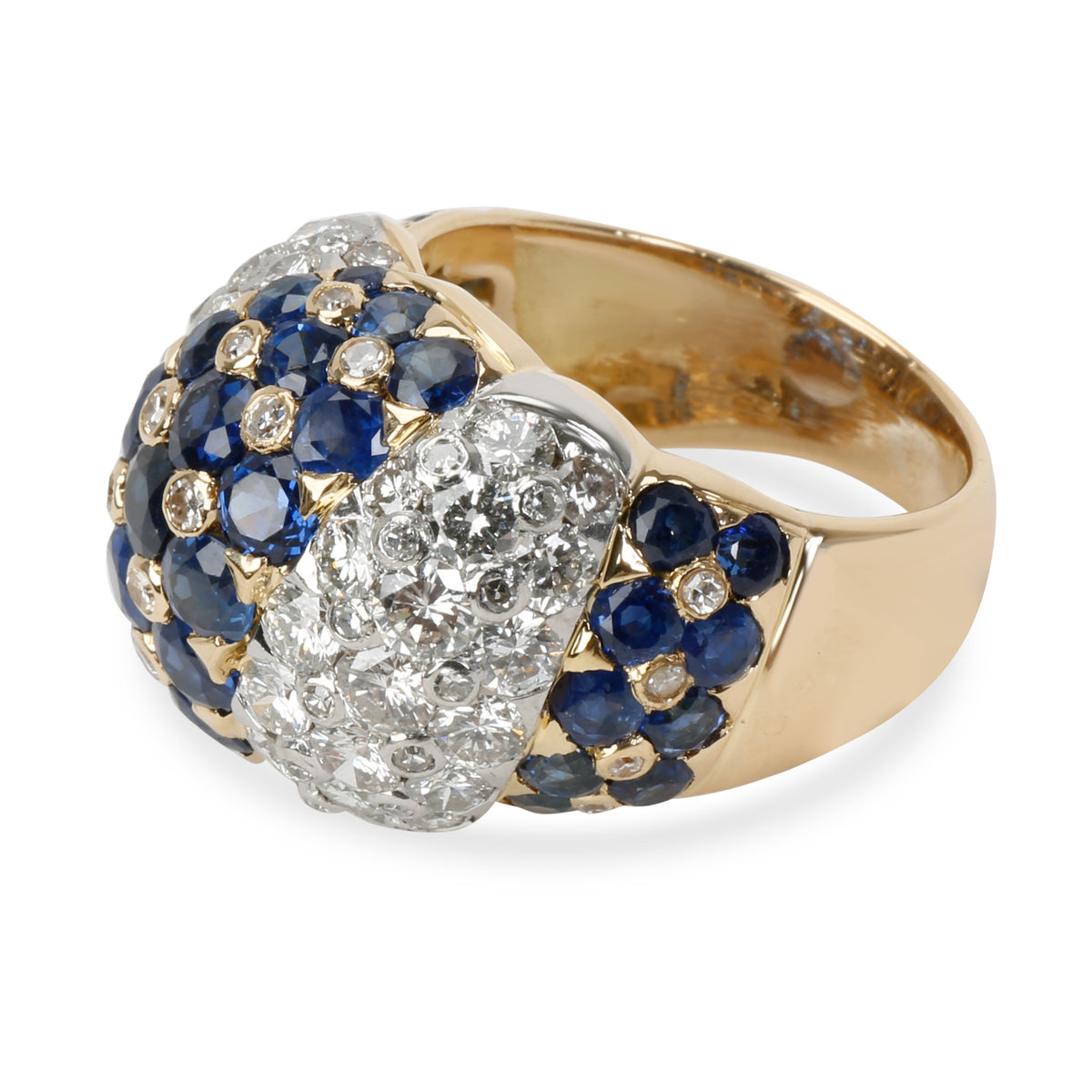 Vintage Tiffany & Co. Domed Diamond Sapphire Ring in 18K Yellow Gold 2.5 CTW