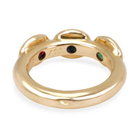 Chaumet Three Stone Sapphire, Emerald & Ruby Gemstone Ring in 18K Yellow Gold