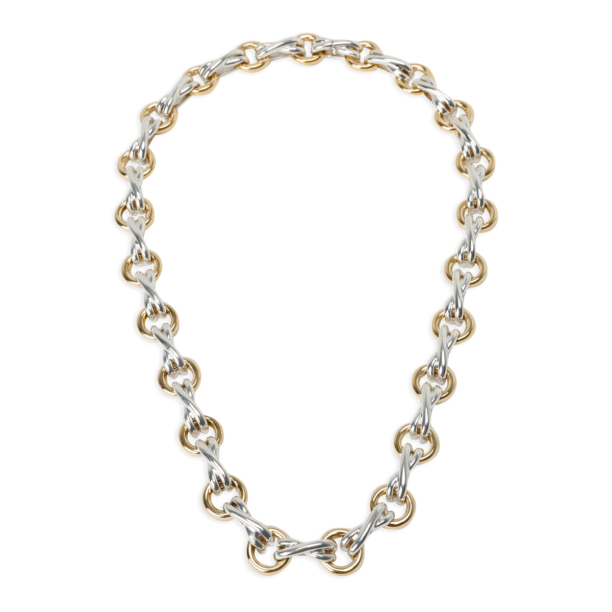 Tiffany & Co. Paloma Picasso X&O Necklace in 18K Yellow Gold/Sterling Silver