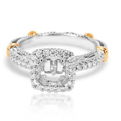 Verragio Diamond Halo Engagement Ring Setting in 14K White Gold