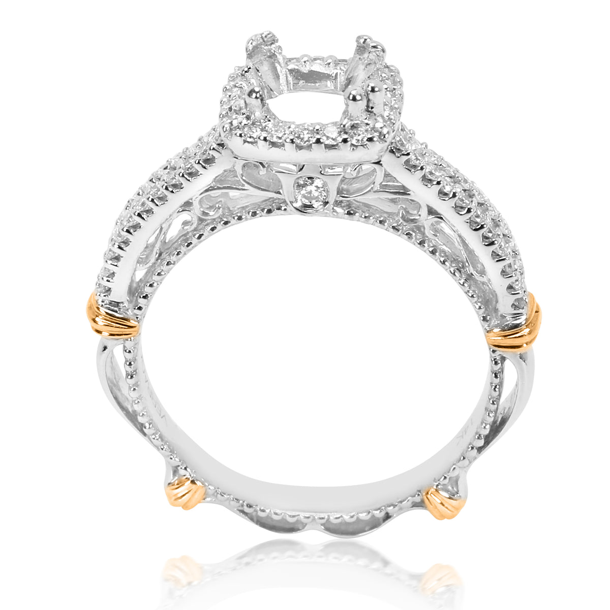 Verragio Diamond Engagement Ring Setting for a Cushion Center in 18K White Gold