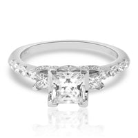 Verragio Three Stone Princess Diamond Engagement Ring Setting in 18K White Gold
