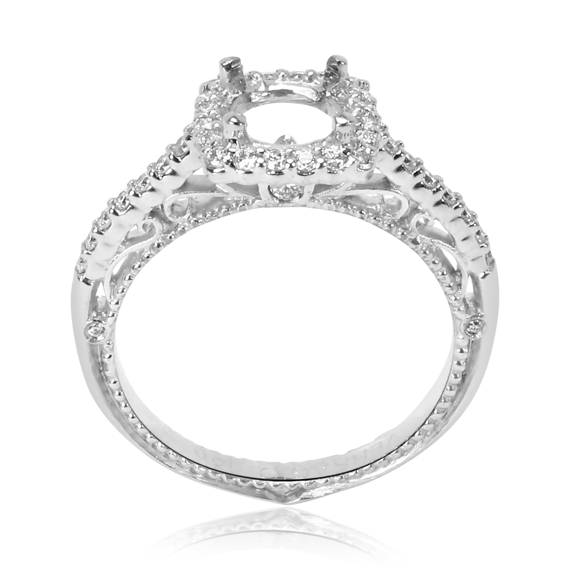 Verragio Scrolling Square Diamond Halo Engagement Ring Setting