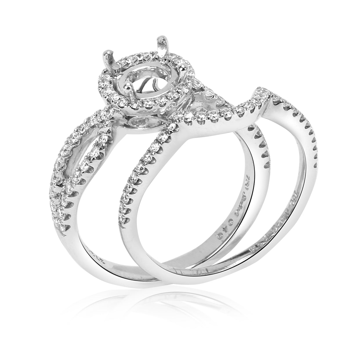 Simon G Twisted Engagement Ring Wedding Set in 18K White Gold