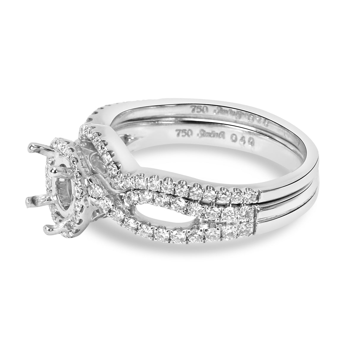 Simon G Twisted Engagement Ring Wedding Set in 18K White Gold