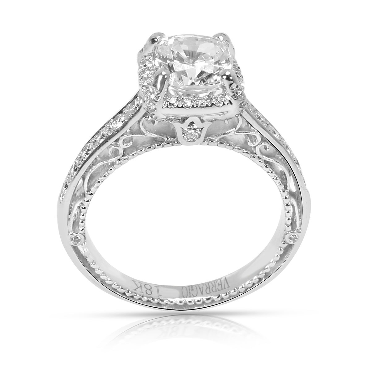 Verragio Diamond Cushion Engagement Ring Setting in 18K White Gold