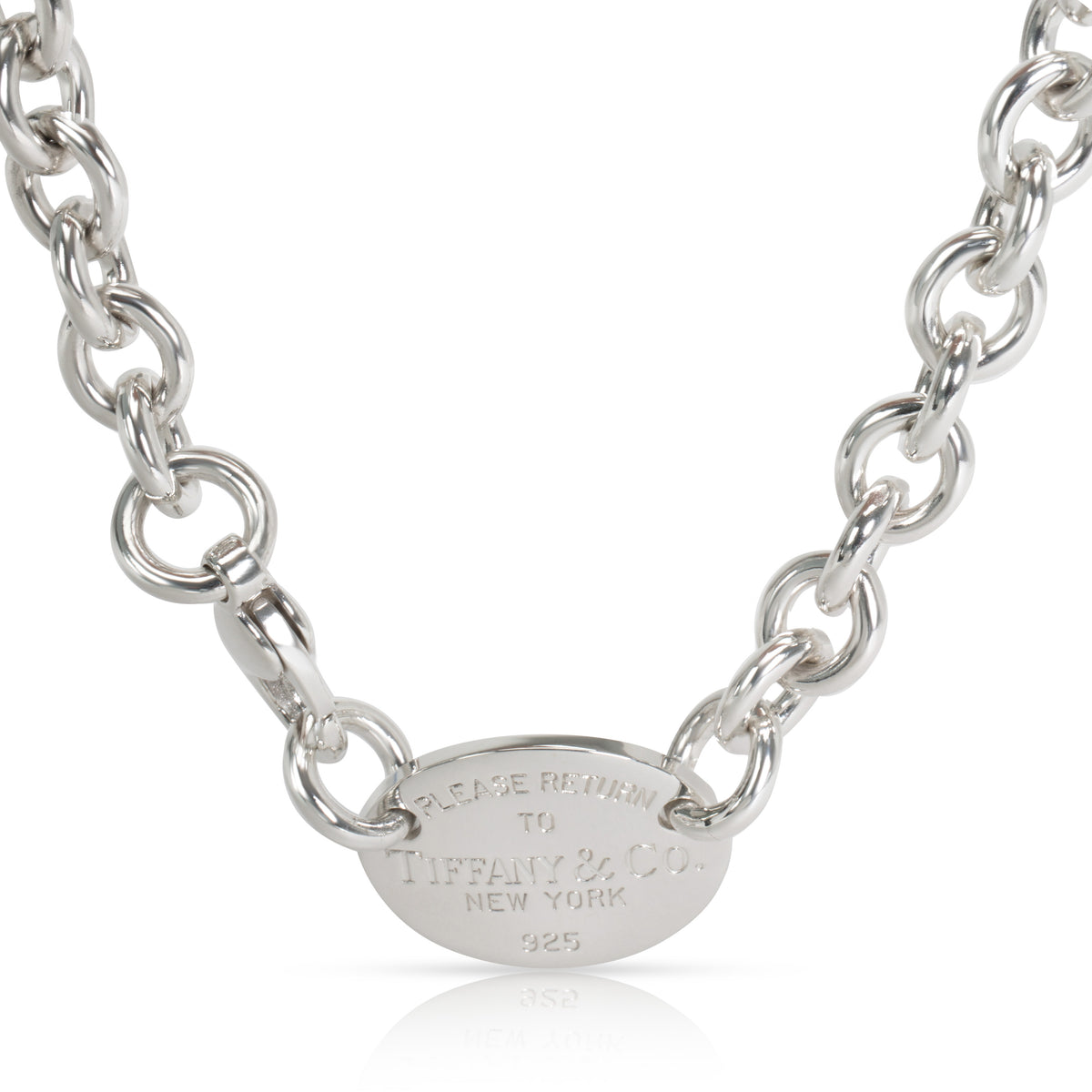 Tiffany & Co. Return to Tiffany Oval Tag Necklace in  Sterling Silver