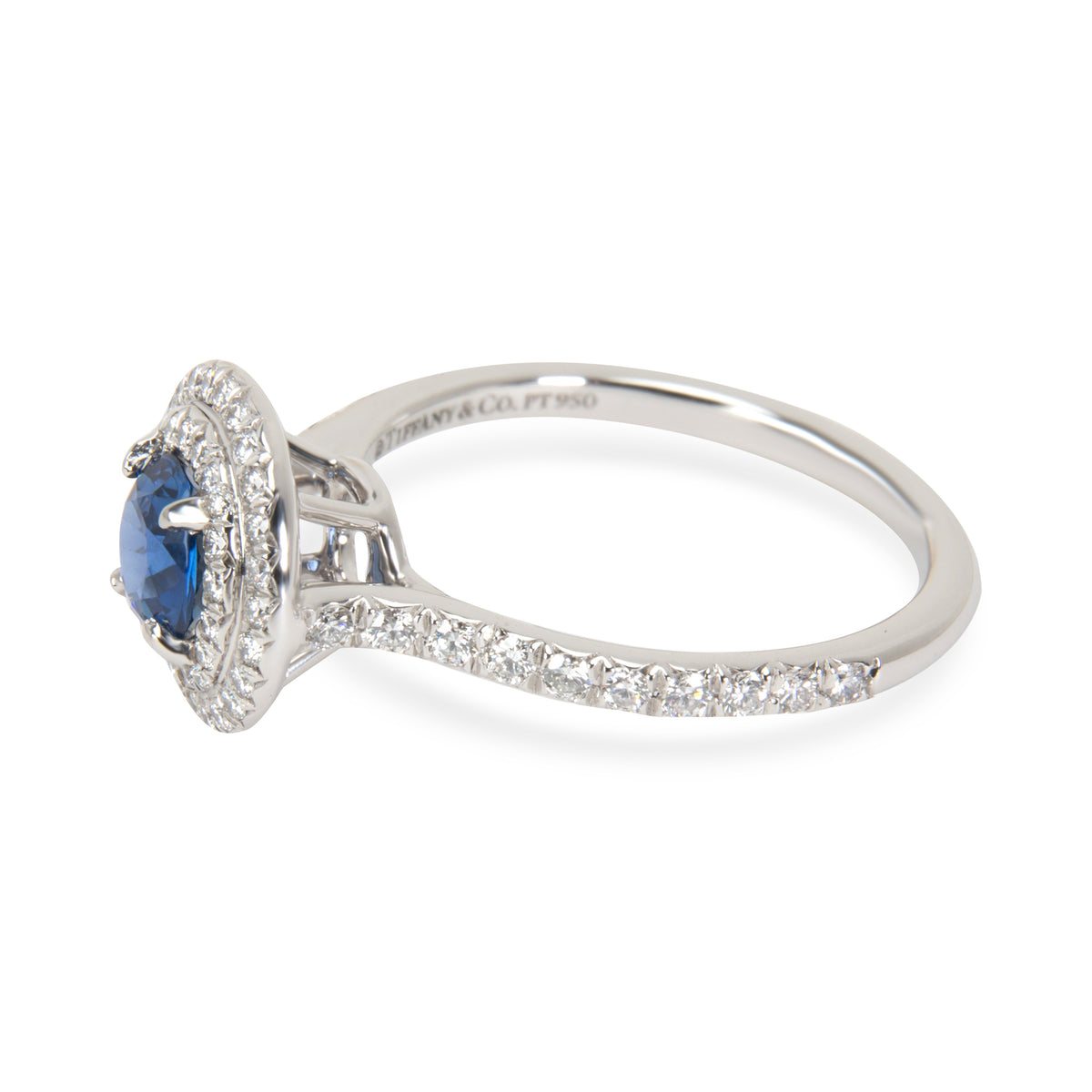 Tiffany & Co. Sapphire Diamond Engagement Ring in  Platinum Blue 0.36 CTW