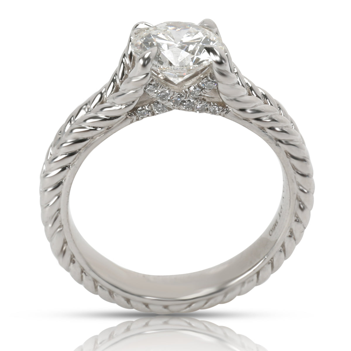 GIA Certified David Yurman Diamond Engagement Ring in  Platinum H SI1 1.11 CTW