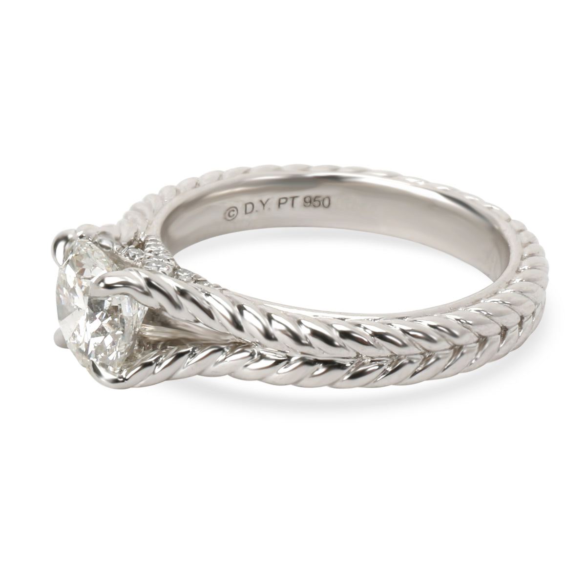 GIA Certified David Yurman Diamond Engagement Ring in  Platinum H SI1 1.11 CTW
