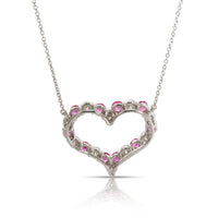 Tiffany & Co. Diamond and Pink Sapphire Heart Pendant in  Platinum 1.1 CTW