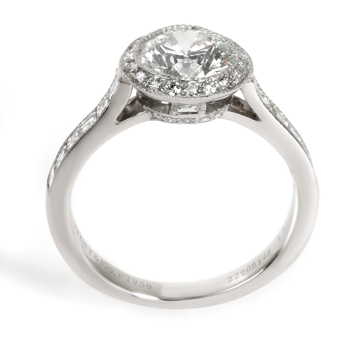 Tiffany & Co. Halo Diamond Engagement Ring in  Platinum E VVS2 1.51 CTW