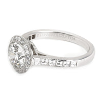Tiffany & Co. Halo Diamond Engagement Ring in  Platinum E VVS2 1.51 CTW
