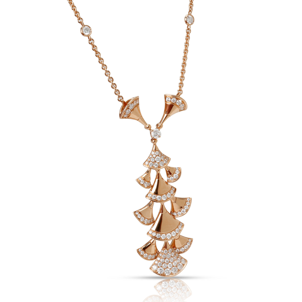 Bulgari Diva's Dream Diamond Necklace in 18K Rose Gold 2 CTW