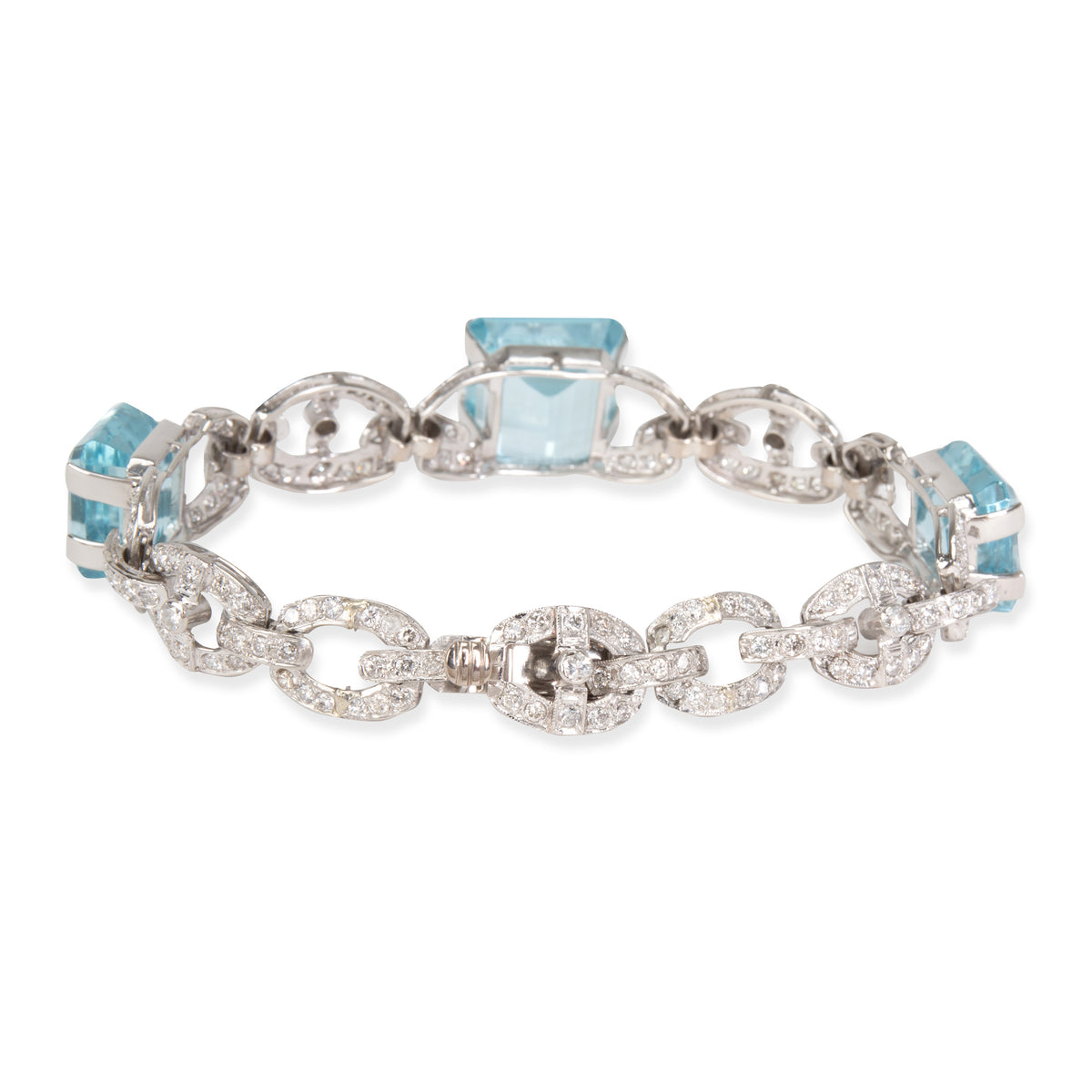 Vintage Aquamarine & Diamond Bracelet in  Platinum 5.00 CTW