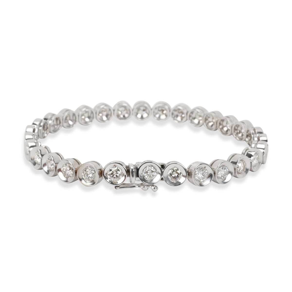 Bezel Set Diamond Bracelet in 18K White Gold 5.00 CTW