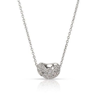 Tiffany Elsa Peretti Diamond Bean Pendant in 18K White Gold