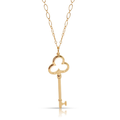 Tiffany & Co .Trefoil Key Pendant in 18K Yellow Gold