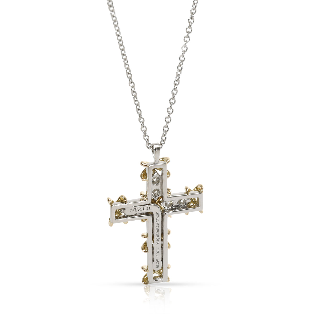 Tiffany & Co. Platinum and Diamond Elsa Peretti Small Cross Pendant Necklace  - Yoogi's Closet