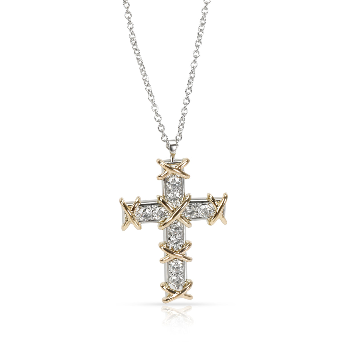 Tiffany & Co. Schlumberger Diamond Cross Pendant in 18K Gold (0.40 CTW)