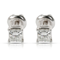 GIA Certified Princess Cut Diamond Stud Earring in 14KT Gold D VS2-SI1 0.84 CTW