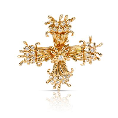 Tiffany & Co. Schlumberger Maltese Cross Pin-Dant in 18K Yellow Gold 1.25 CTW